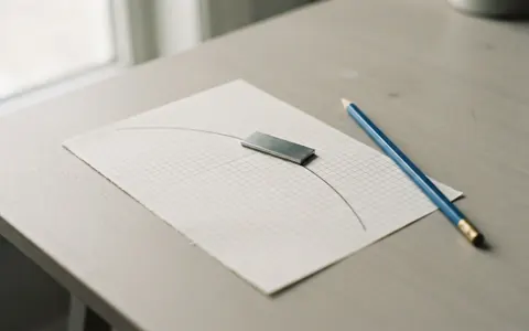 Graph paper with a hand-drawn rising curve and a small steel slider marking a cut-off point on it, a blue pencil beside it.