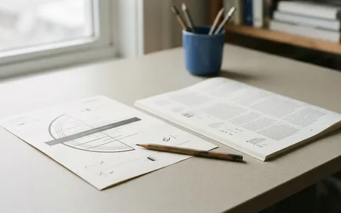 A detector score sheet with a gauge beside a printed essay and a pencil.